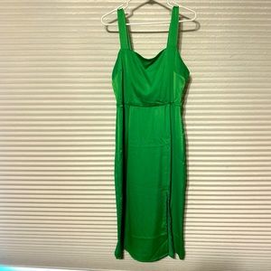NWT Satin Midi Kelly Green Dress Large